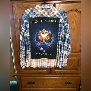 Journey tour 2017 upcycled bleached flannel tee One of a Kind